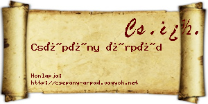 Csépány Árpád névjegykártya