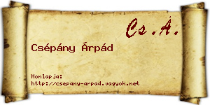 Csépány Árpád névjegykártya